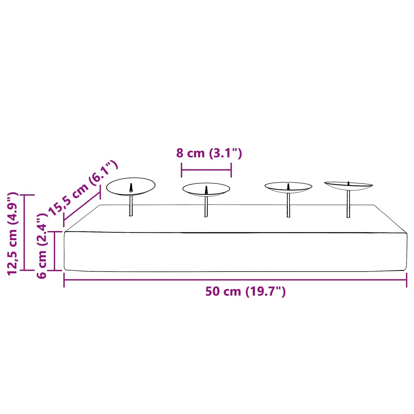 Candle Holder Natural 50 x 15 x 10 cm Solid Teak wood
