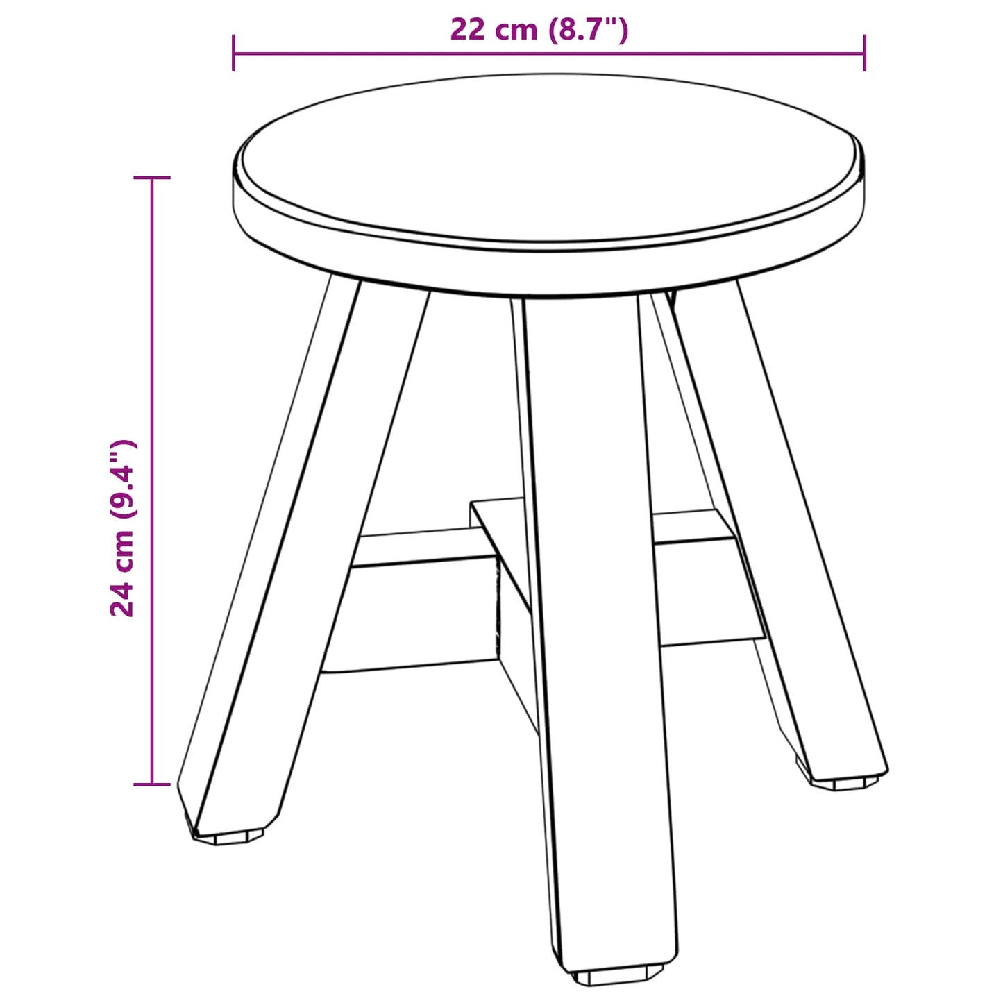 Stool Natural 22 x 22 x 24 cm Mahogany Wood