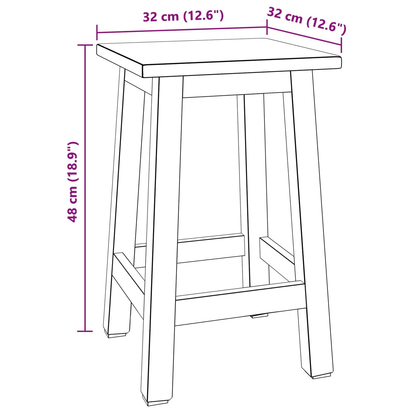 Stool Natural 30 x 30 x 47 cm Mahogany Wood