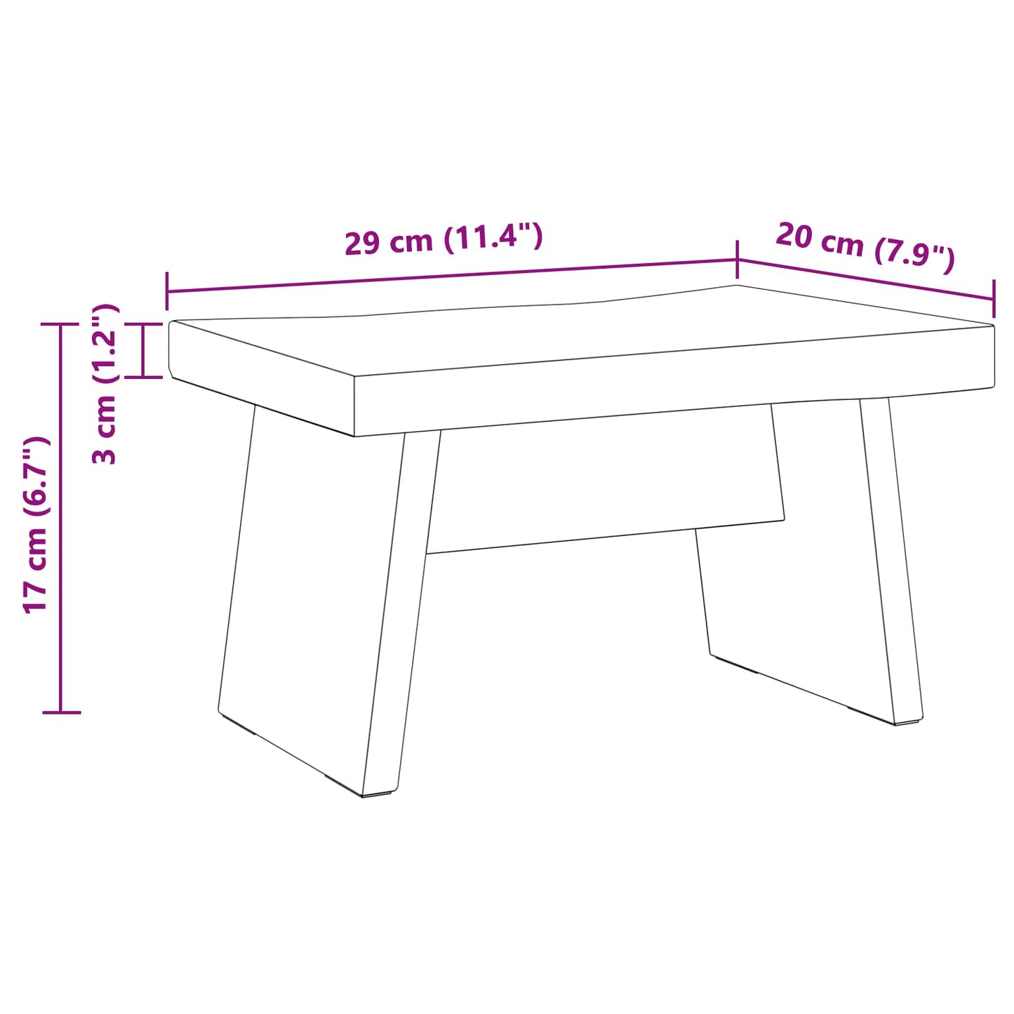 Stool Natural 29 x 20 x 17 cm Mahogany Wood