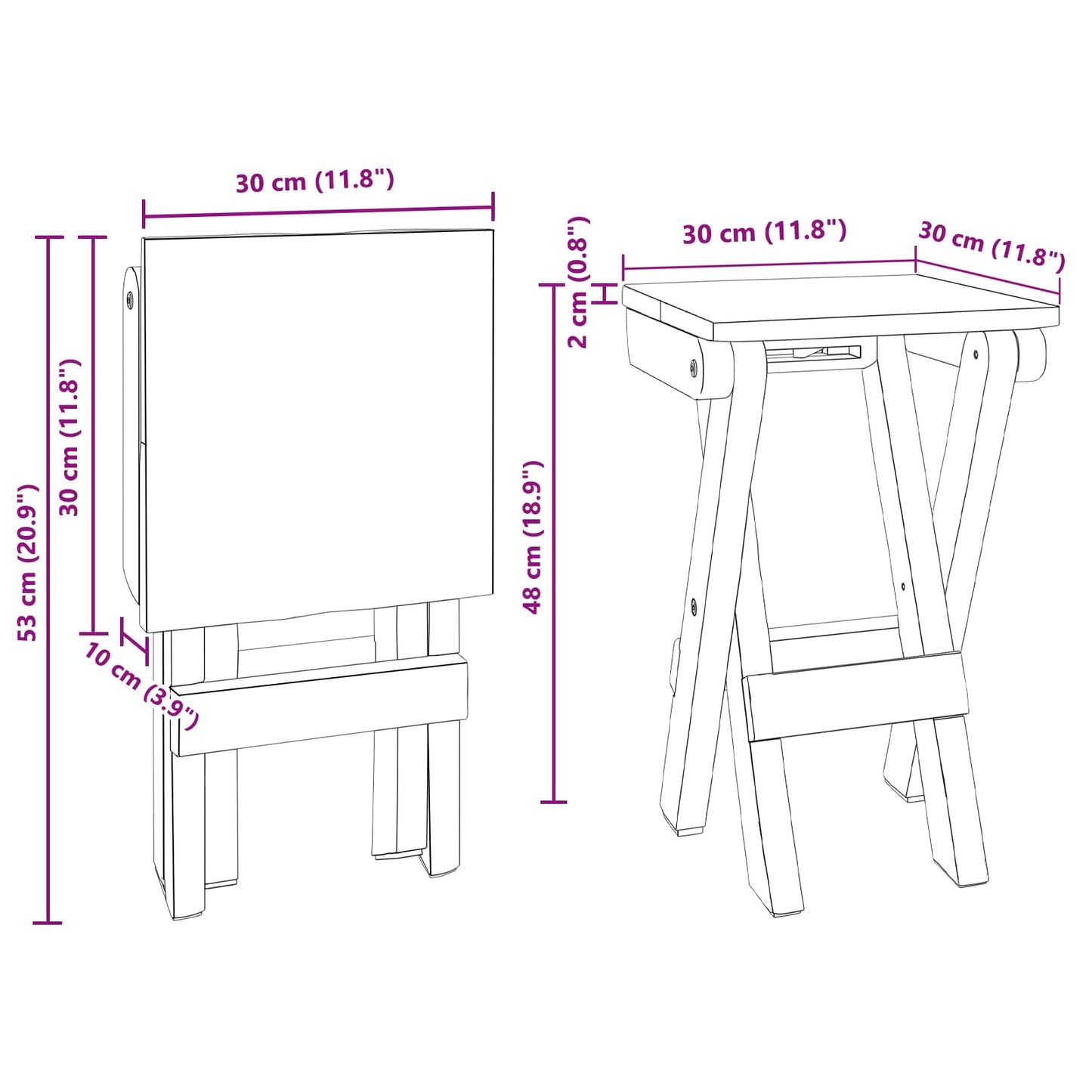 Stool Natural 30 x 30 x 48 cm Solid Reclaim wood