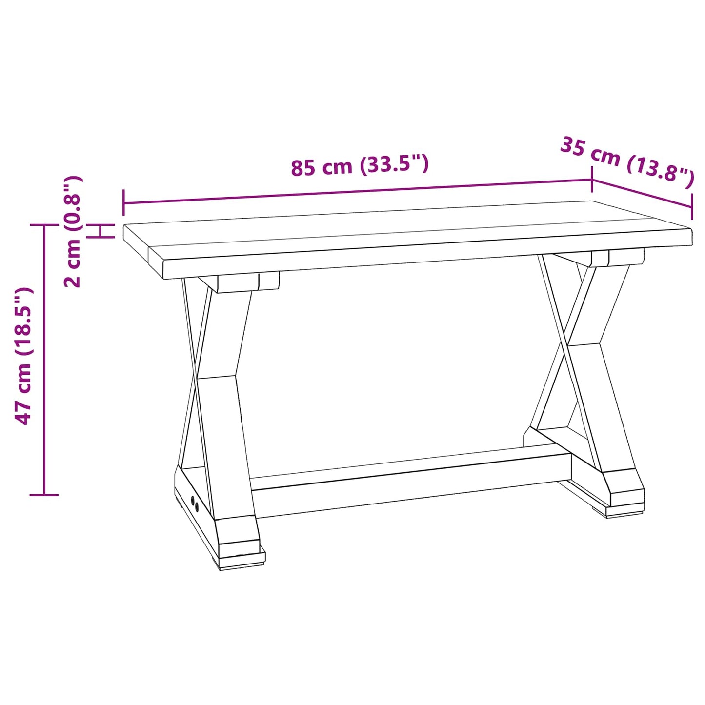 Bench Natural 85 x 35 x 47 cm Solid Reclaim wood