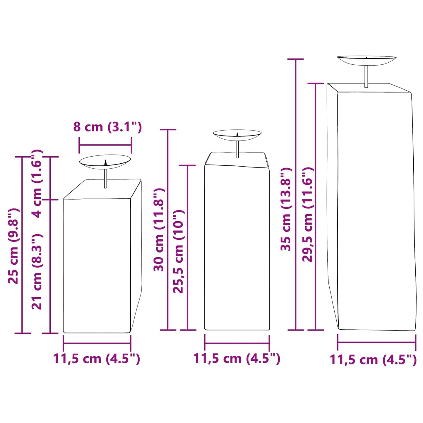 Candle Holder 3 pcs Natural Solid Reclaim wood