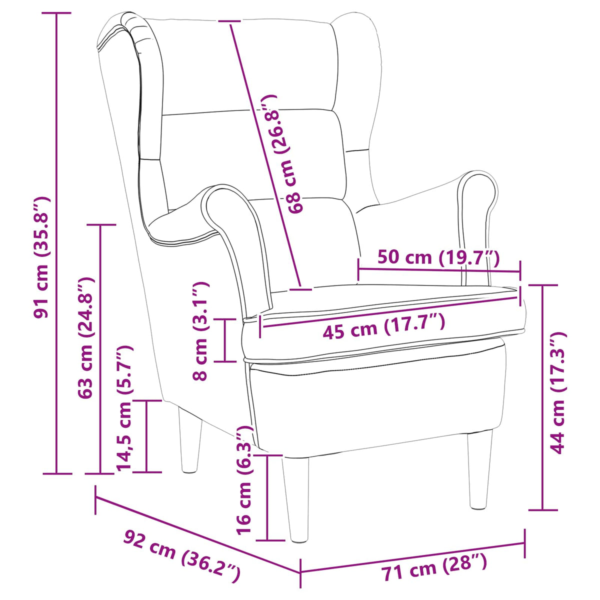 Armchair Black Velvet