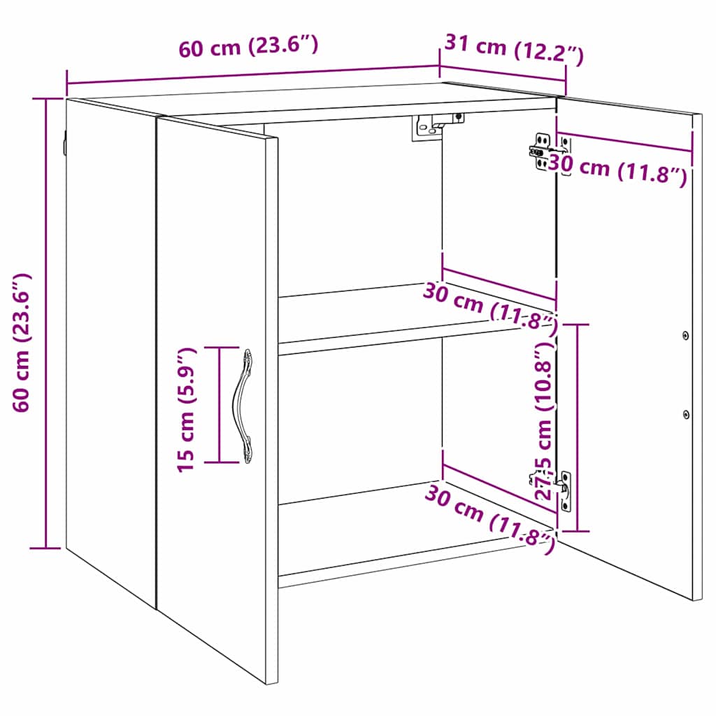 Wall-Mounted Cabinet Wall-mounted Artisan Oak 60 x 31 x 60 cm