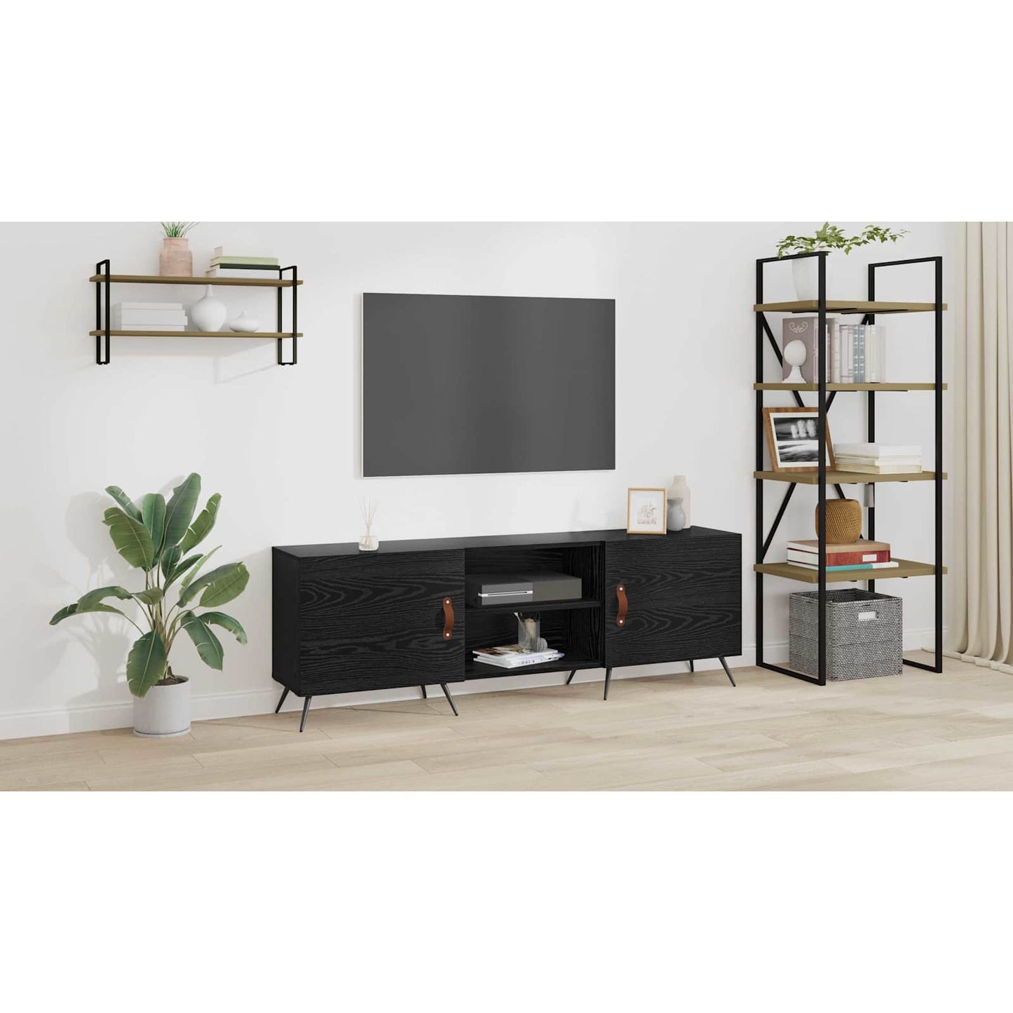 TV Cabinet Black oak 150 x 30 x 50 cm Engineered wood