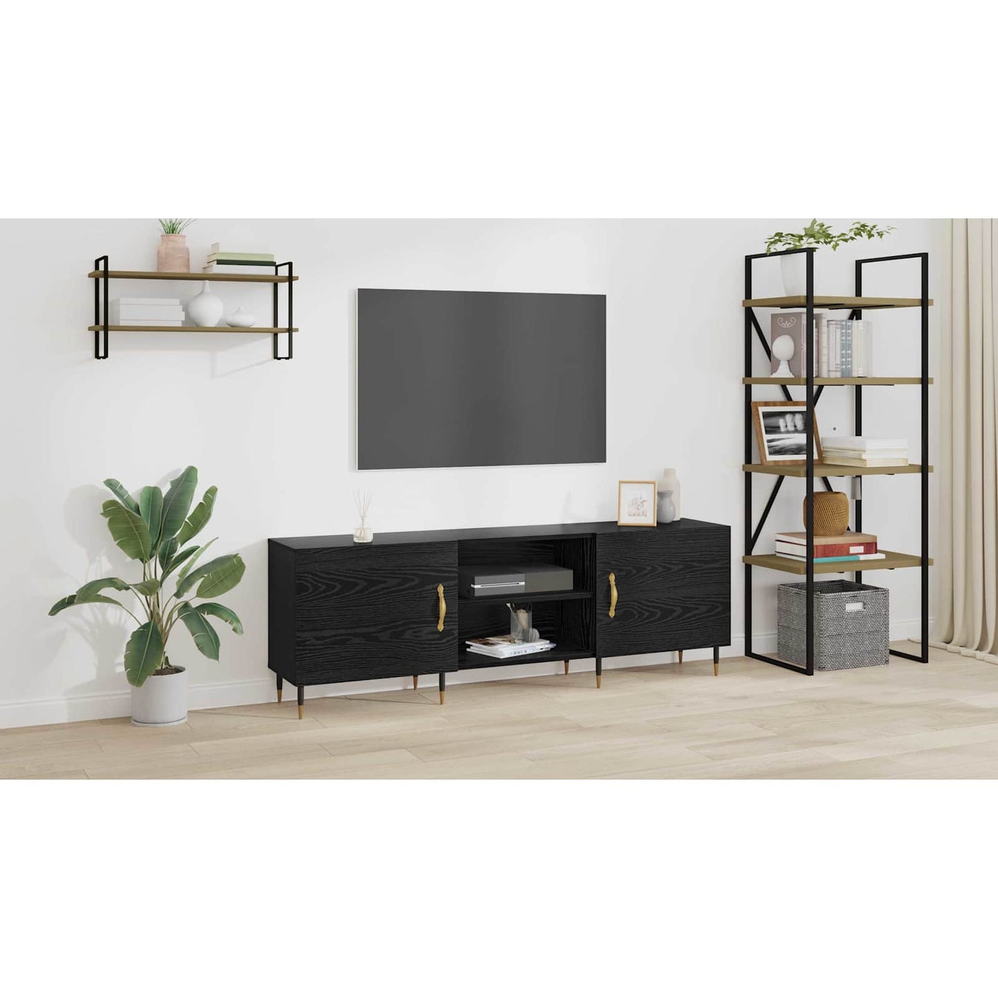 TV Cabinet Black oak 150 x 30 x 50 cm Engineered wood