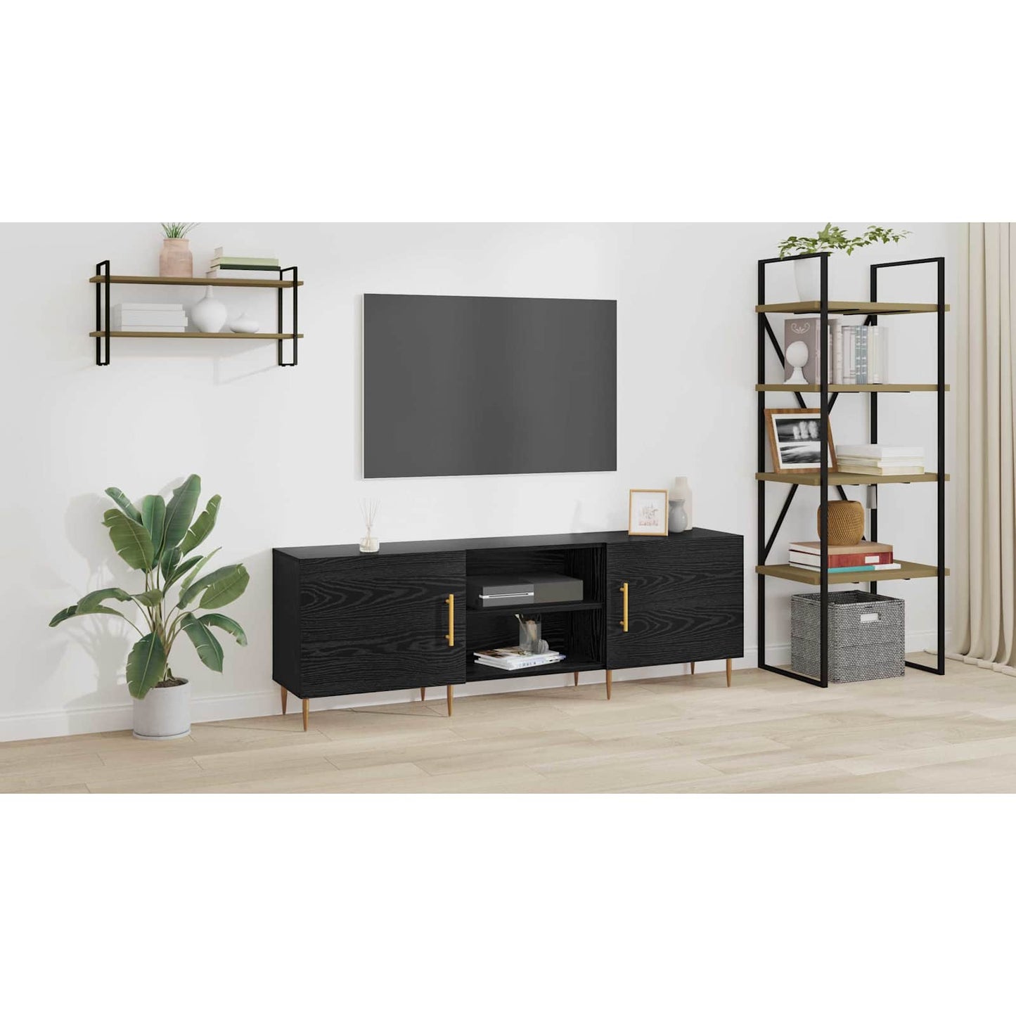 TV Cabinet Black oak 150 x 30 x 50 cm Engineered wood
