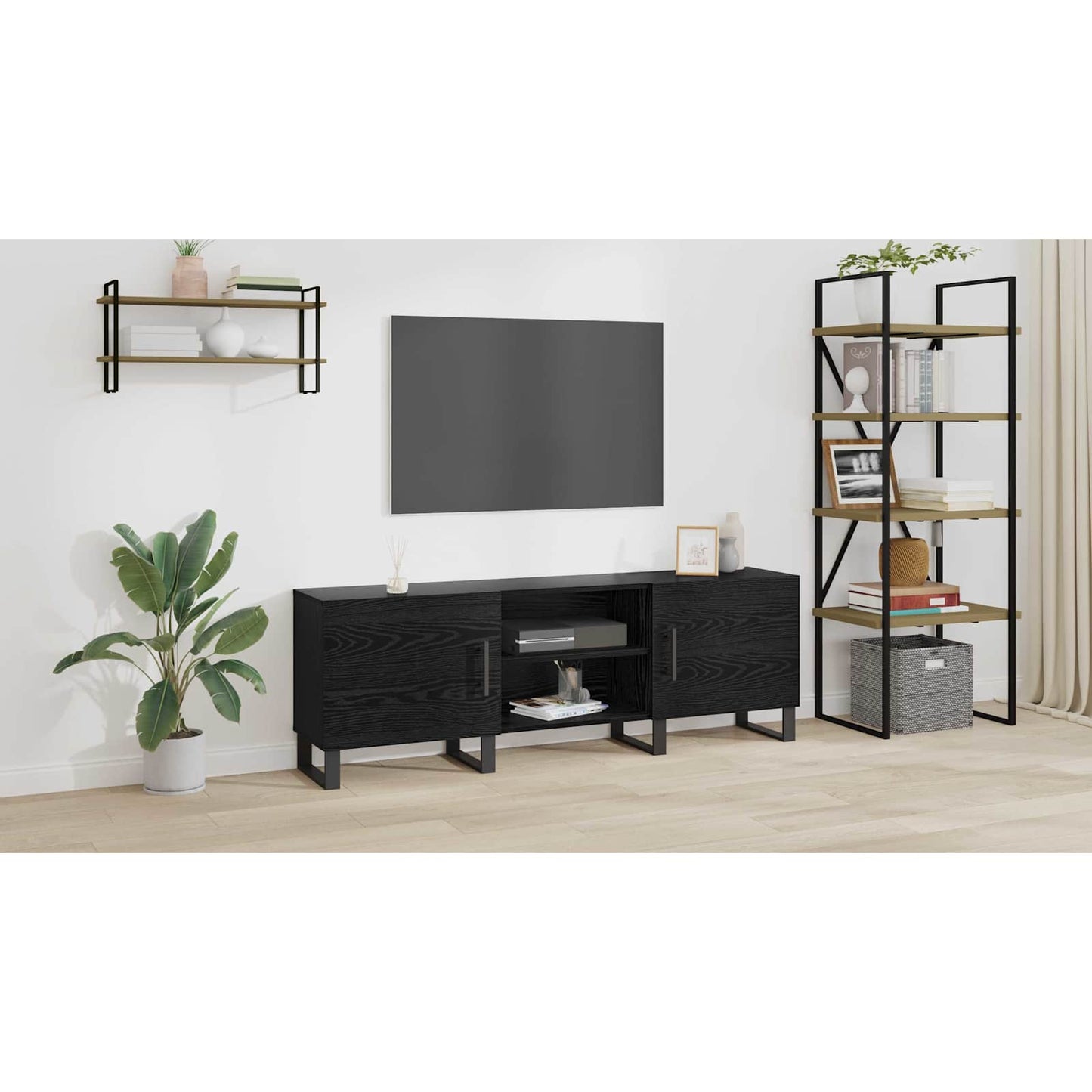 TV Cabinet Black Oak 150 x 30 x 50 cm Engineered Wood