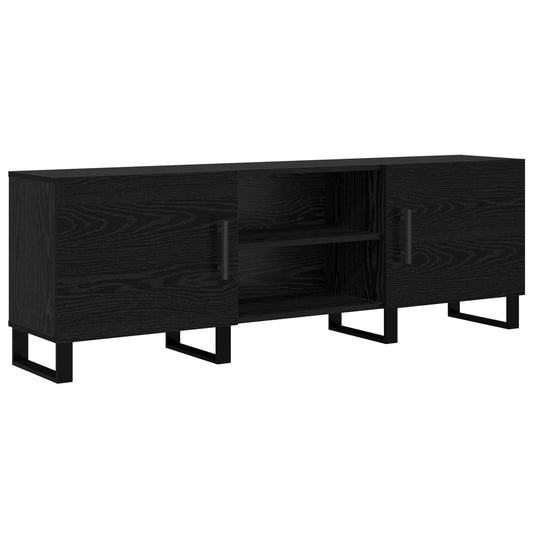 TV Cabinet Black Oak 150 x 30 x 50 cm Engineered Wood TV Cabinet Black Oak 150 x 30 x 50 cm Engineered Wood
