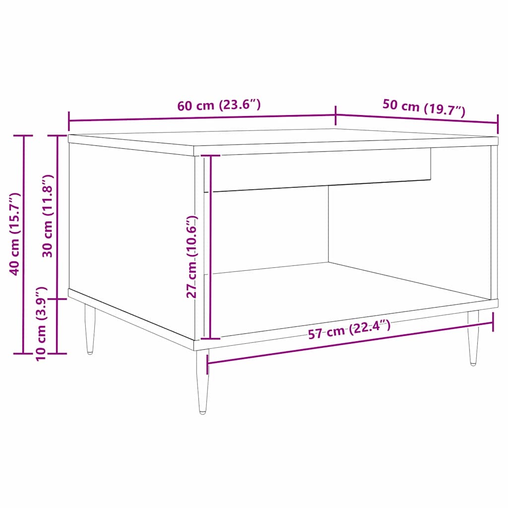 Coffee Table Black oak 60 x 50 x 40 cm Engineered wood