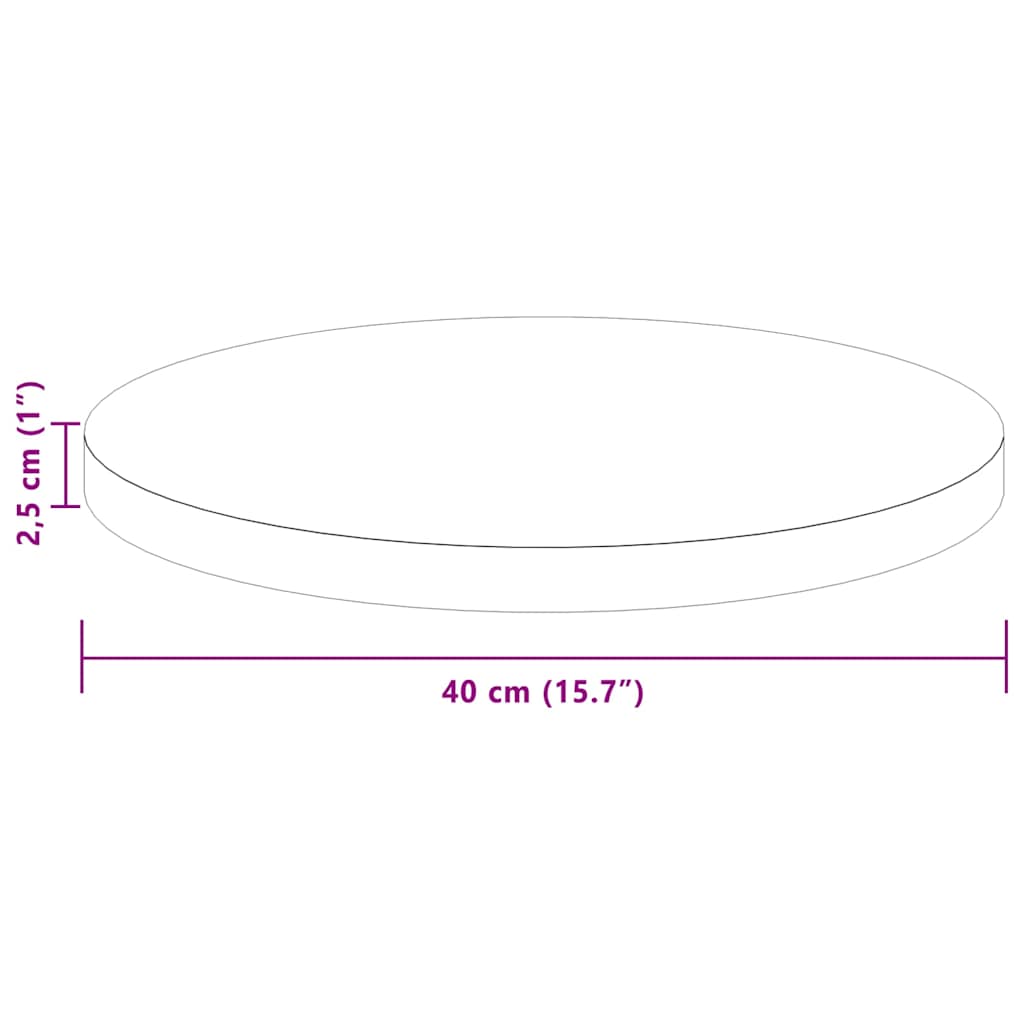 Table Top Ø 40 x 2.5 cm Round Solid Oak Wood Light Brown