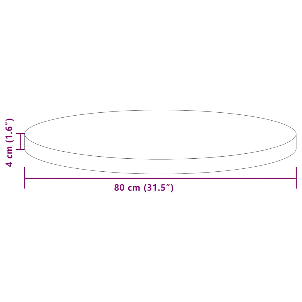 Table Top Dark Brown Ø 80 x 4 cm Solid Oak Wood