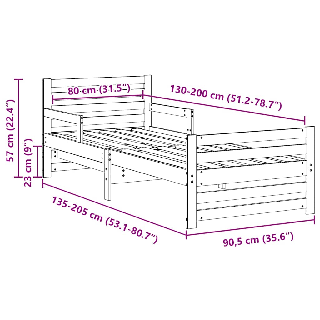 Bed Frame with Headboard White 80 x 200 cm Engineered Wood