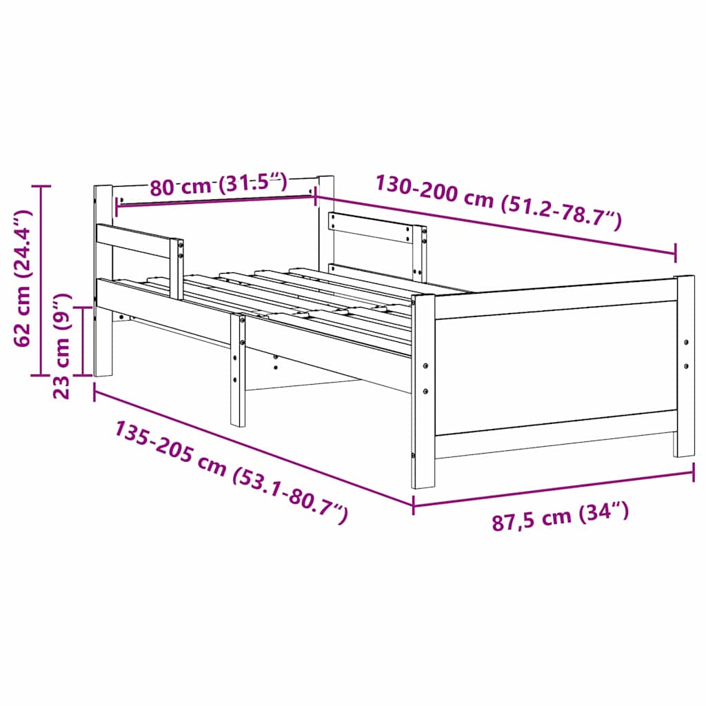 Bed Frame with Headboard White 80 x 200 cm Engineered Wood
