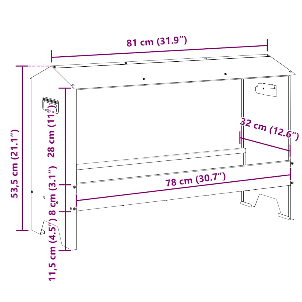 Chicken Feeding Trough Olive Green 81 x 32 x 53.5 cm