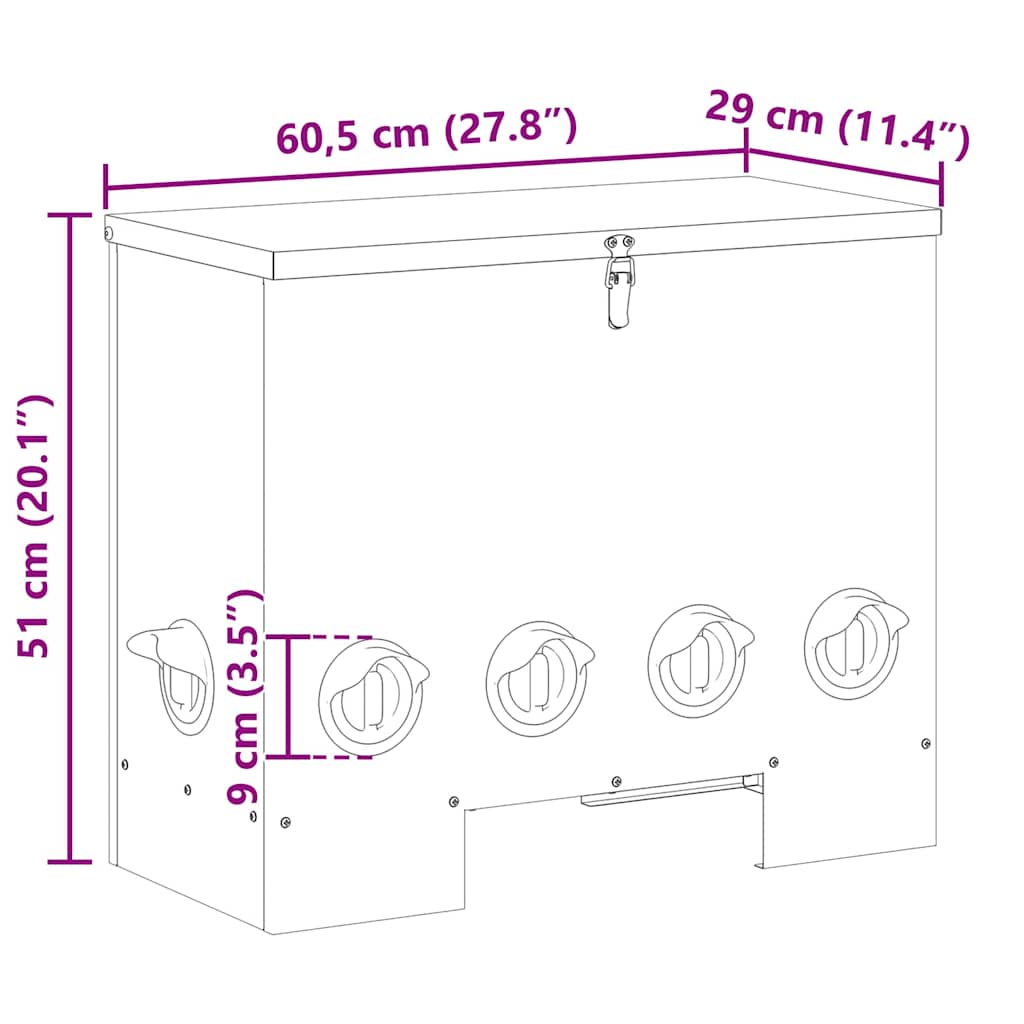 Chicken Feeder Olive Green 60.5 x 29 x 51 cm Cold-Rolled Steel