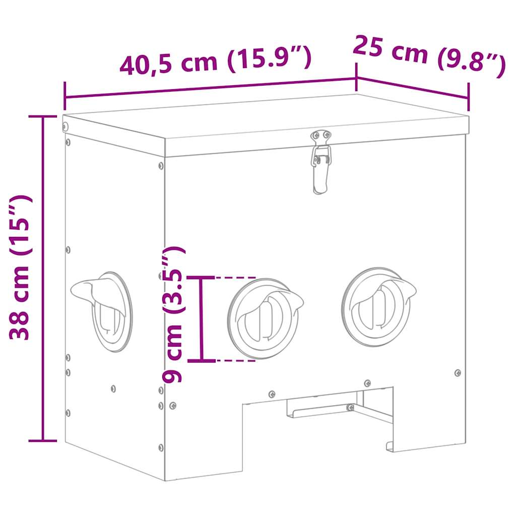 Chicken Feeder Olive Green 40.5 x 25 x 38 cm Cold-Rolled Steel