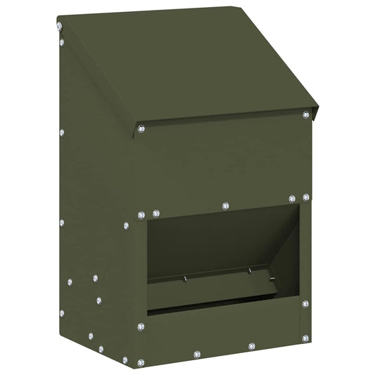 Chicken Feeder Olive Green 21 x 16 x 33 cm Cold-Rolled Steel Chicken Feeder Olive Green 21 x 16 x 33 cm Cold-Rolled Steel