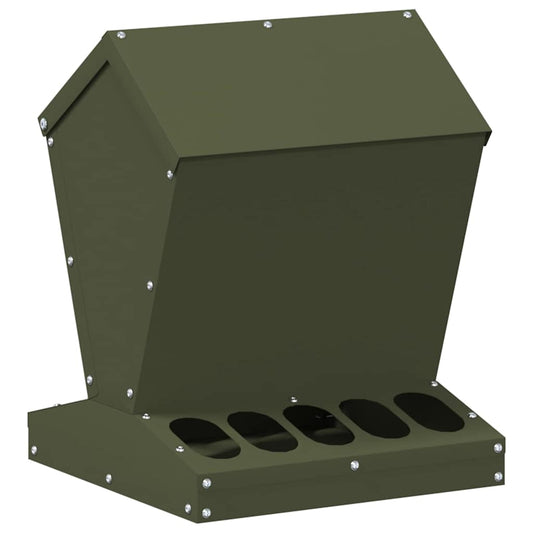 Chicken Feeder Olive Green 30 x 30 x 39 cm Cold-Rolled Steel Chicken Feeder Olive Green 30 x 30 x 39 cm Cold-Rolled Steel