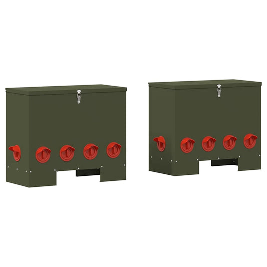 Chicken Feeder 2 pcs Olive Green 60.5 x 29 x 51 cm Chicken Feeder 2 pcs Olive Green 60.5 x 29 x 51 cm