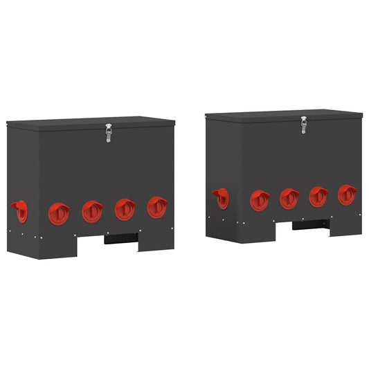 Chicken Feeder 2 pcs Black 60.5 x 29 x 51 cm Cold-Rolled Steel Chicken Feeder 2 pcs Black 60.5 x 29 x 51 cm Cold-Rolled Steel