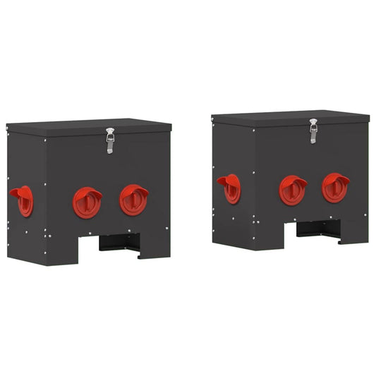Chicken Feeder 2 pcs Black 40.5 x 25 x 38 cm Cold-Rolled Steel Chicken Feeder 2 pcs Black 40.5 x 25 x 38 cm Cold-Rolled Steel