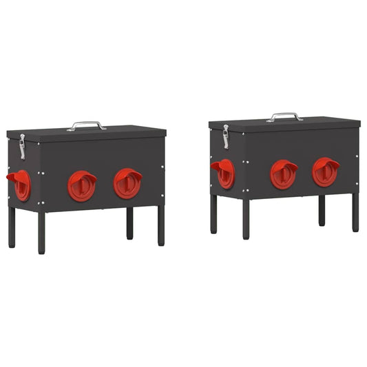 Chicken Feeder 2 pcs Black 41.5 x 20.5 x 33 cm Chicken Feeder 2 pcs Black 41.5 x 20.5 x 33 cm