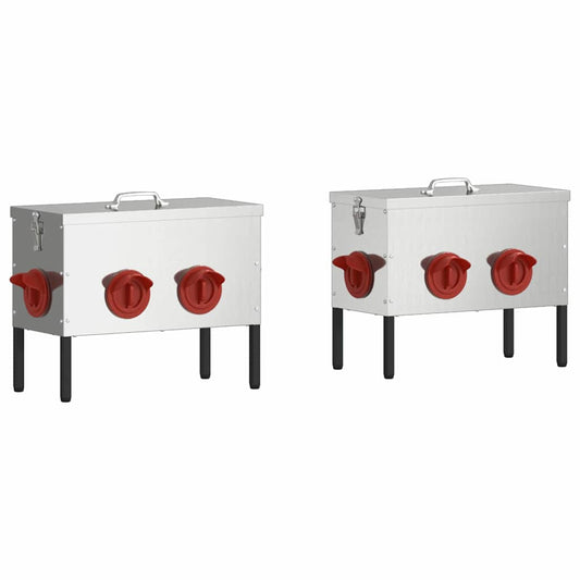 Chicken Feeder 2 pcs Silver 41.5 x 20.5 x 33 cm Chicken Feeder 2 pcs Silver 41.5 x 20.5 x 33 cm
