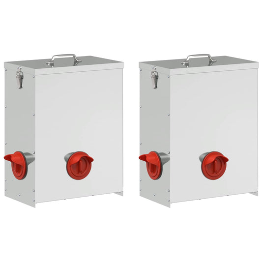 Chicken Feeder 2 pcs Silver 32.5 x 20.5 x 43 cm Chicken Feeder 2 pcs Silver 32.5 x 20.5 x 43 cm