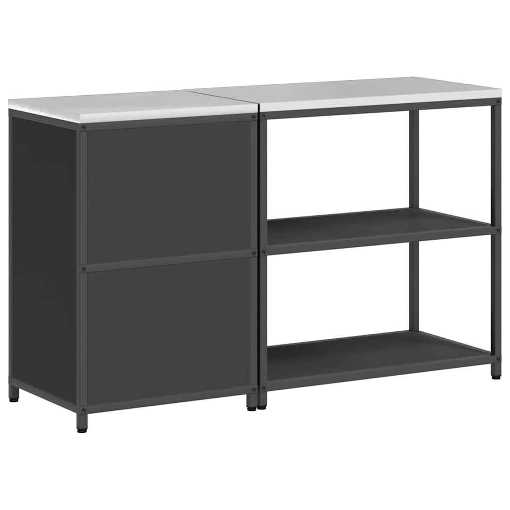 Kitchen Storage Set with Shelf 2 pcs Black Cold-rolled Steel
