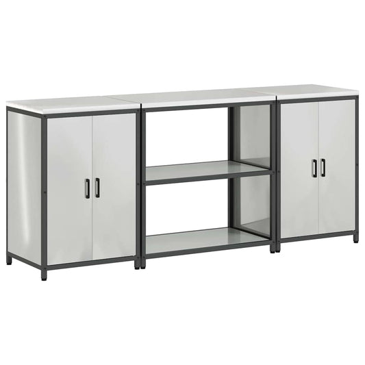 Kitchen Storage Set HATTEM 3 pcs Silver Galvanised Steel Kitchen Storage Set HATTEM 3 pcs Silver Galvanised Steel