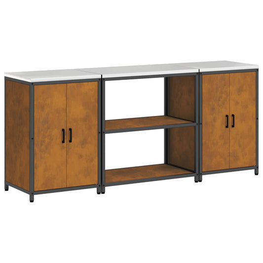 Kitchen Storage Set HATTEM 3 pcs Rusty Steel Kitchen Storage Set HATTEM 3 pcs Rusty Steel
