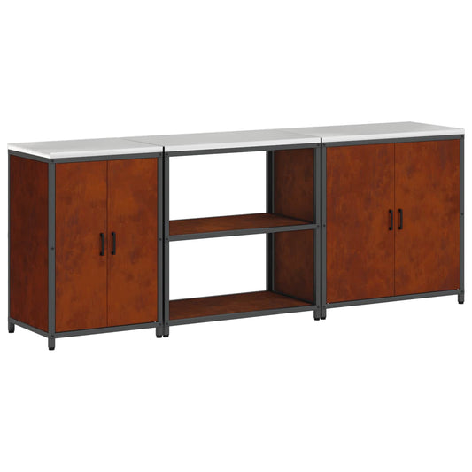 Kitchen Storage Set HATTEM 3 pcs Rusty Steel Kitchen Storage Set HATTEM 3 pcs Rusty Steel