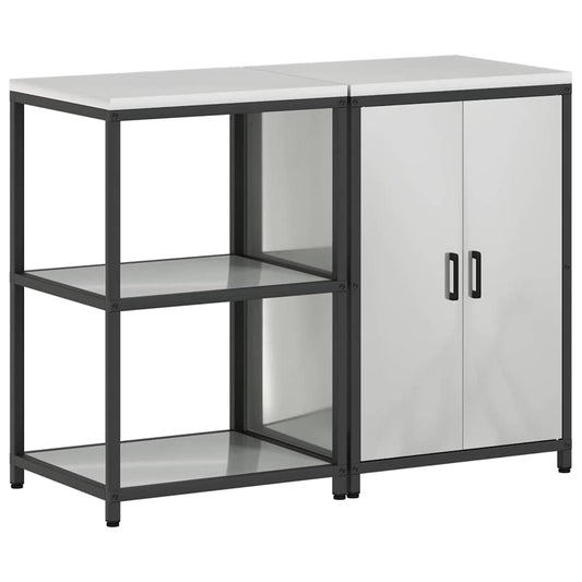 Kitchen Storage Set HATTEM 2 pcs Silver Galvanised Steel Kitchen Storage Set HATTEM 2 pcs Silver Galvanised Steel