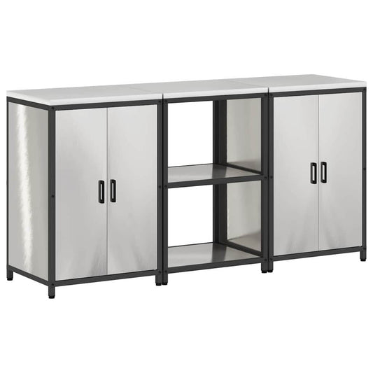 Kitchen Storage Set HATTEM 3 pcs Silver Stainless Steel Kitchen Storage Set HATTEM 3 pcs Silver Stainless Steel