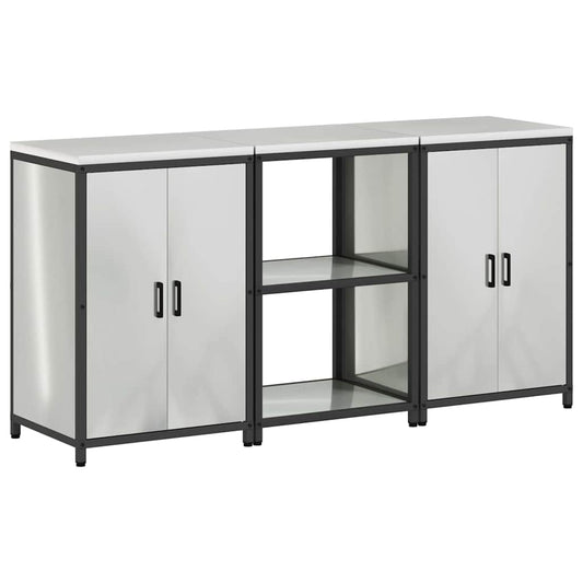 Kitchen Storage Set HATTEM 3 pcs Silver Galvanised Steel Kitchen Storage Set HATTEM 3 pcs Silver Galvanised Steel