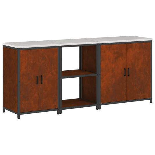 Kitchen Storage Set HATTEM 3 pcs Rusty Steel Kitchen Storage Set HATTEM 3 pcs Rusty Steel