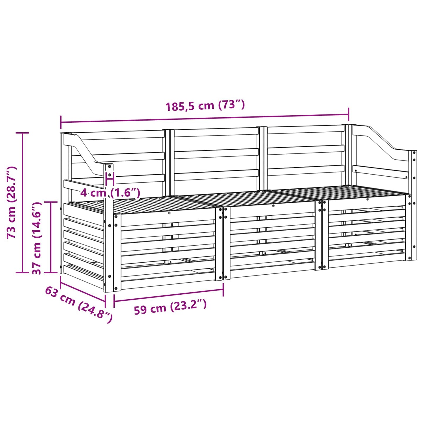 Sofa Sets Solid Acacia Wood