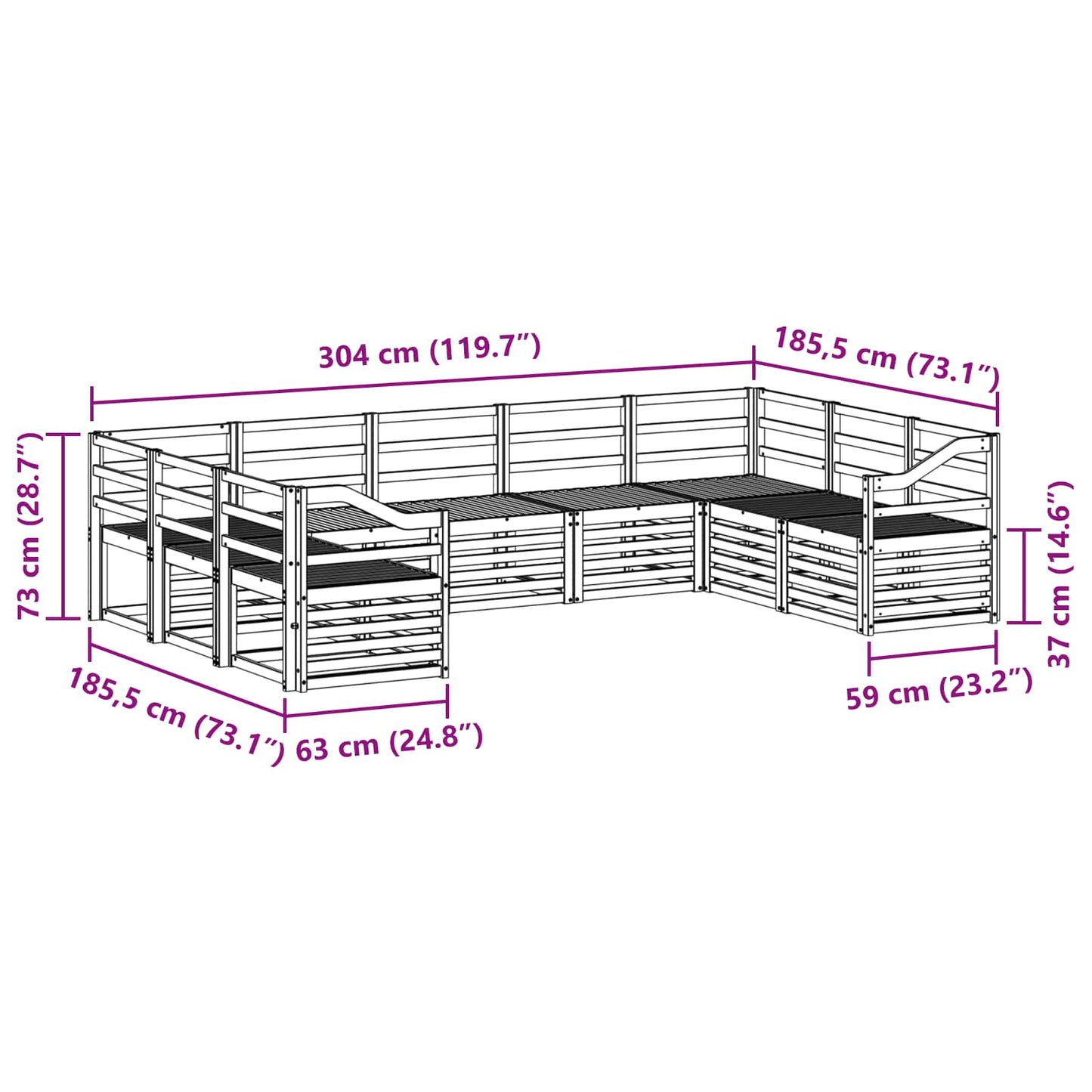 Sofa Sets Solid Acacia Wood