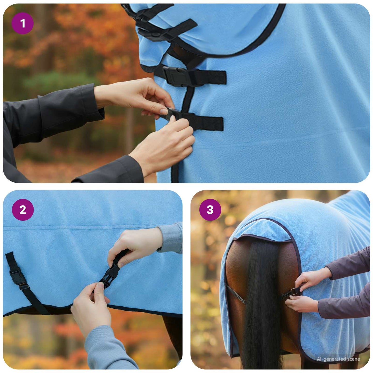 Horse Blanket Full Aqua 125 cm Polyester