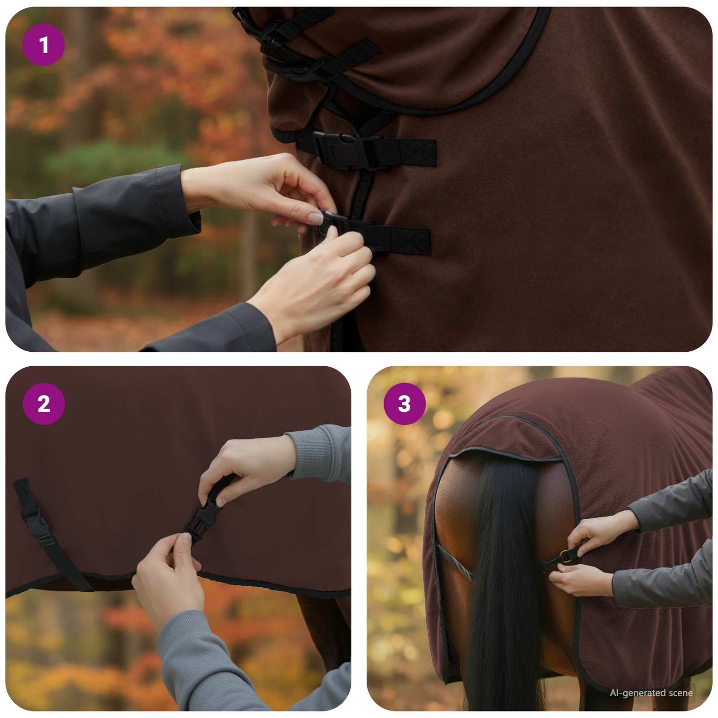 Horse Blanket Full Dark Brown 105 cm Polyester
