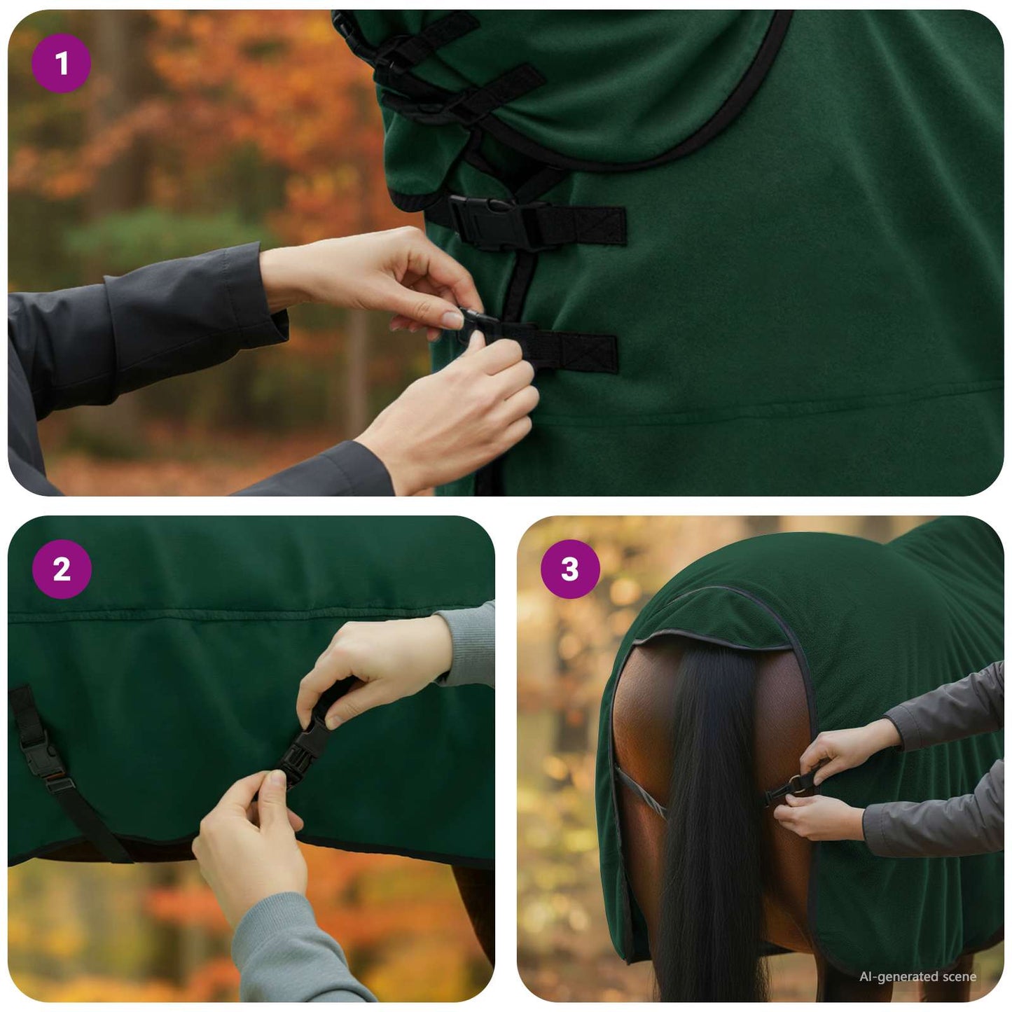 Horse Blanket Full Dark Green 155 cm Polyester
