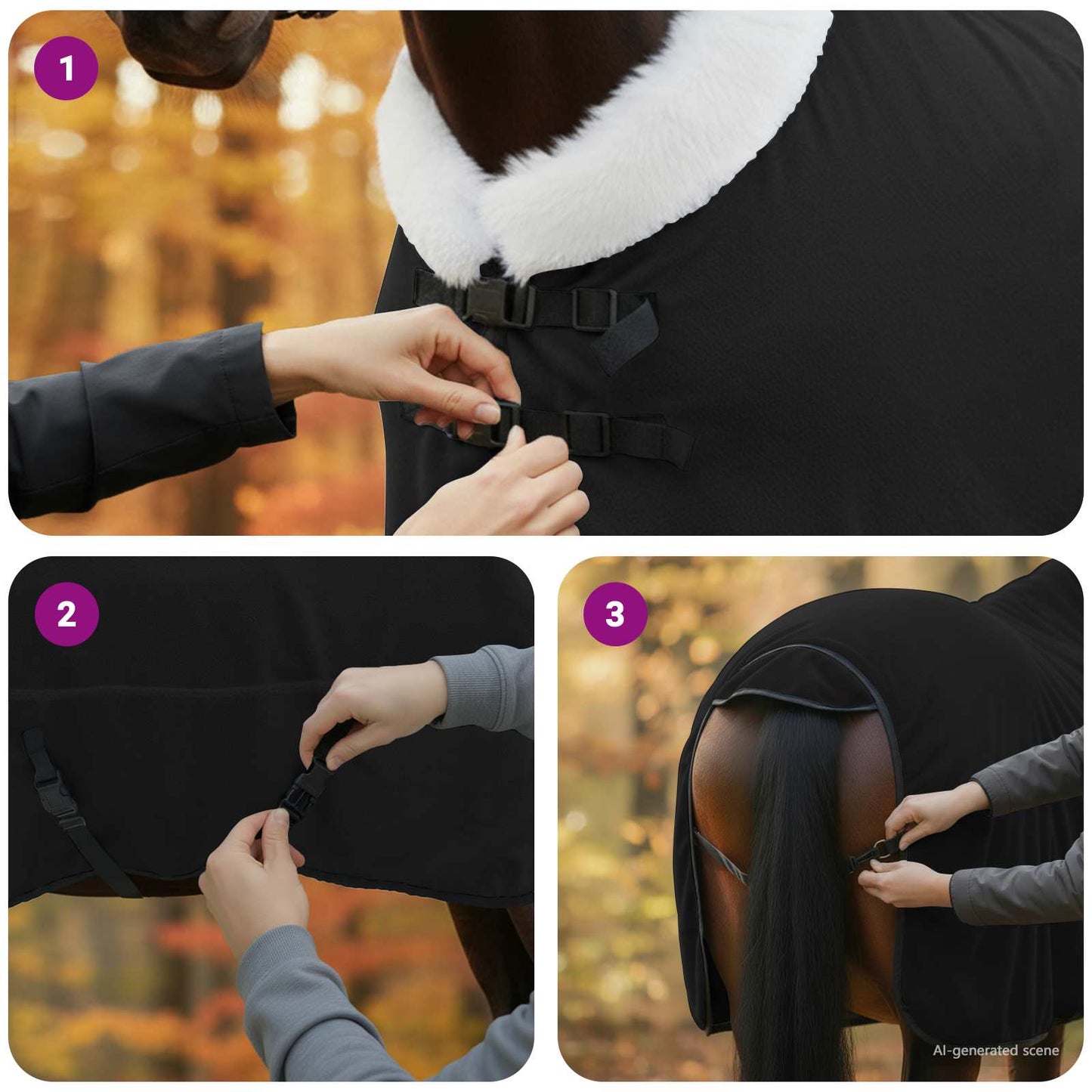Horse Blanket Black 165 cm Polar fleece