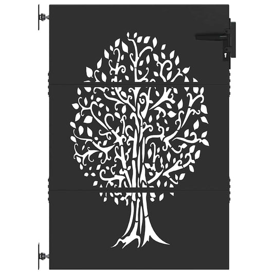 Garden Gate 85 x 150 cm Powder-coated steel Black Lockable Garden Gate 85 x 150 cm Powder-coated steel Black Lockable