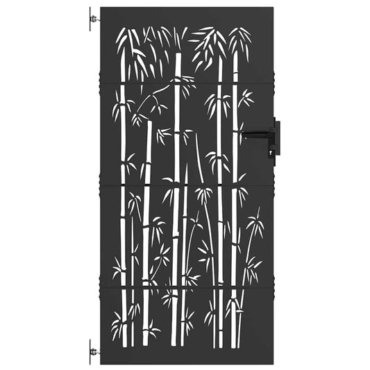 Garden Gate 85 x 175 cm Powder-coated steel Black Lockable Garden Gate 85 x 175 cm Powder-coated steel Black Lockable
