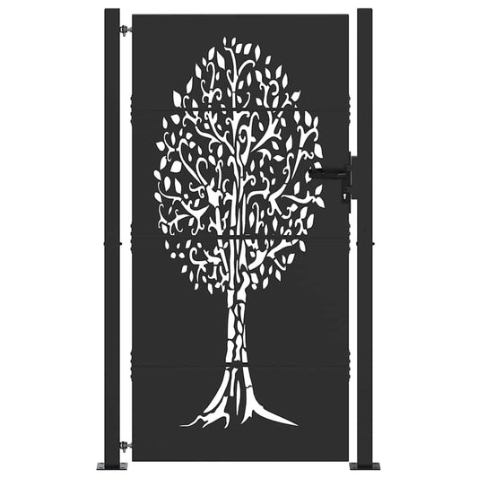 Garden Gate 110 x 180 cm Powder-coated steel Black Lockable Garden Gate 110 x 180 cm Powder-coated steel Black Lockable