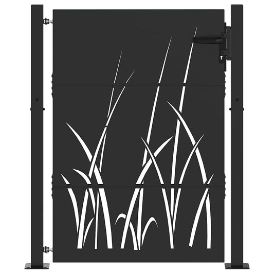 Garden Gate 110 x 155 cm Powder-coated steel Black Lockable Garden Gate 110 x 155 cm Powder-coated steel Black Lockable