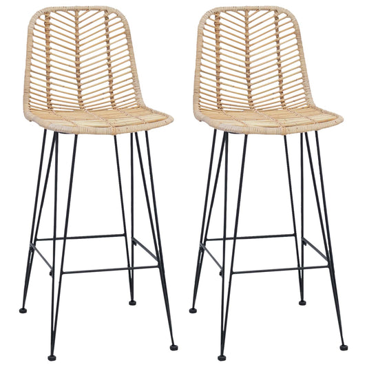 Bar Chair 2 pcs Natural 44.5 x 53 x 111 cm Rattan and Iron Bar Chair 2 pcs Natural 44.5 x 53 x 111 cm Rattan and Iron