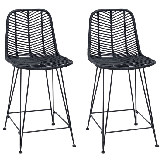 Bar Chair 2 pcs Black 44.5 x 54.5 x 97.5 cm Rattan and Iron Bar Chair 2 pcs Black 44.5 x 54.5 x 97.5 cm Rattan and Iron